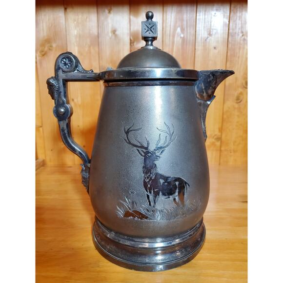 Meriden Britannia #48 Stag Water Pitcher - Circa 1860s - Picture 3 of 10